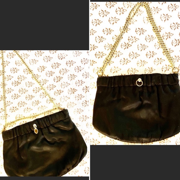 Vintage Satin Bag w/ Adjustable Gold Chain - Picture 2 of 8